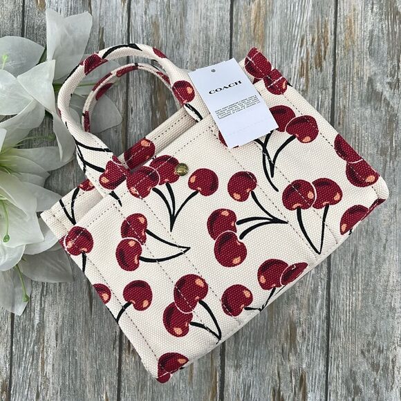 Coach Cargo Tote Bag 20 With Cherry Print Crossbody Bag Purse - Picture 5 of 9